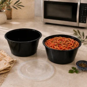 Black Bowl with Lid 1500 ml (Pack of 5)