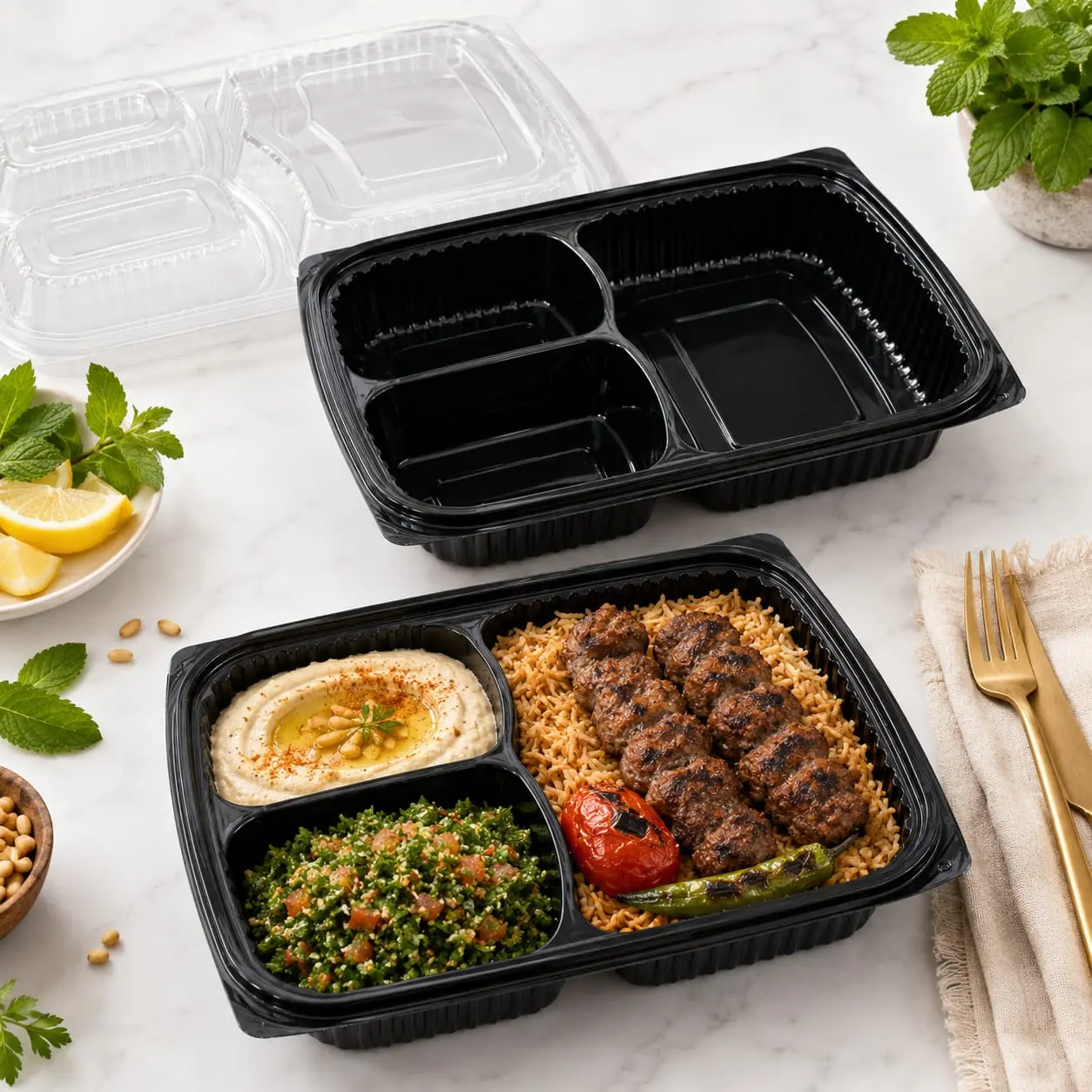 Black Food Container with Lid 822 (Pack of 5)