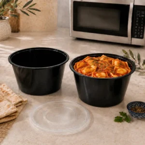 Black Bowl with Lid 1750 ml (Pack of 5)