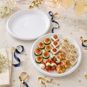 Thick White Plastic Round Plate 22 cm (Pack of 50)