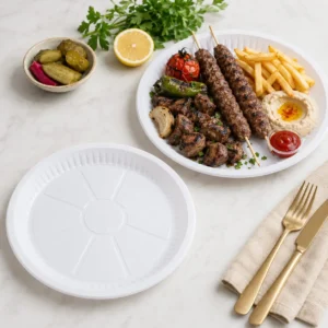 Thick White Round Plastic Plate 26 cm (Pack of 50)