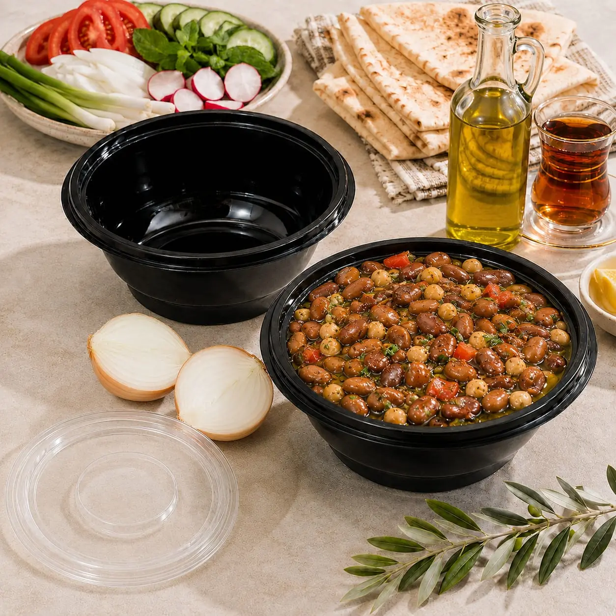 Black Bean Bowl with Lid 833 (Pack of 5)