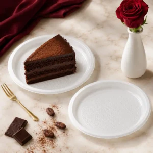 White Plastic Round Dessert Plate 18 cm (Pack of 25)